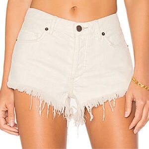 Free People Frayed Buttonfly Denim Jean Shorts Off White Women’s Size 31
